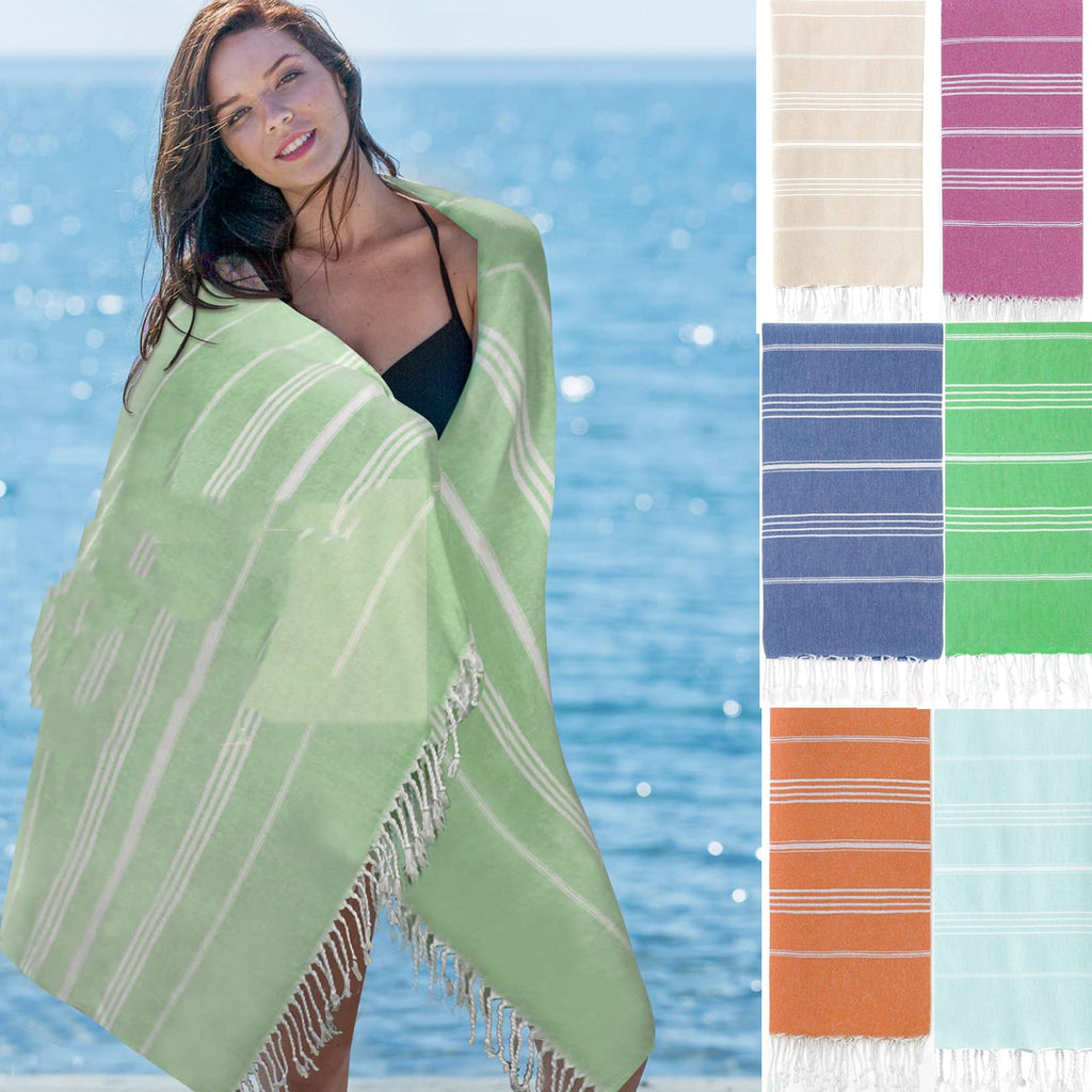 Turkish Non-Stick Sand Tassel Beach Towel | Pure Cotton | Quick-drying