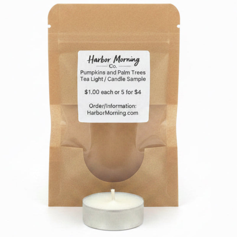 Pumpkins and Palm Trees tealight candle by Harbor Morning Co.
