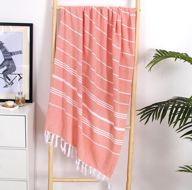 Turkish Non-Stick Sand Tassel Beach Towel | Pure Cotton | Quick-drying