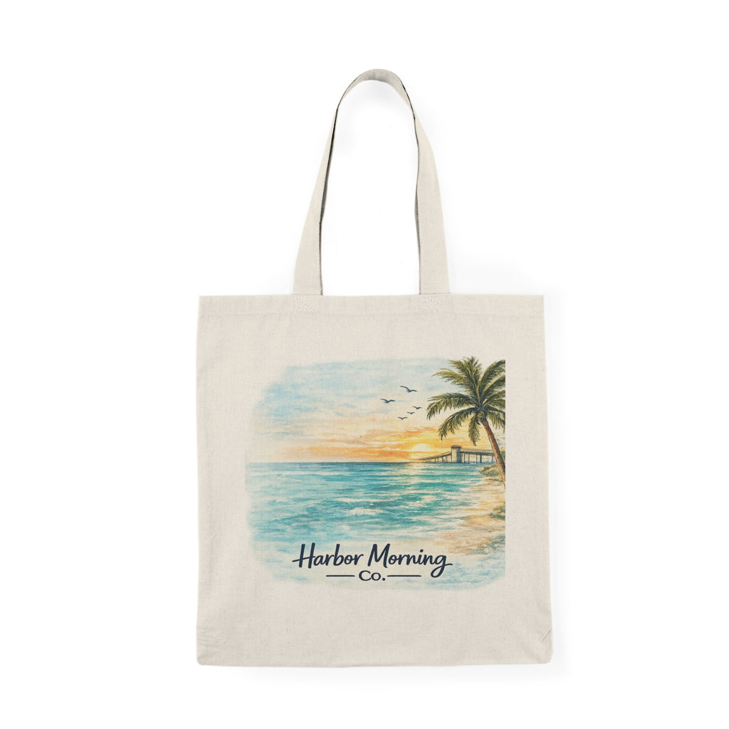 Coastal Canvas Tote — Sunset Palm