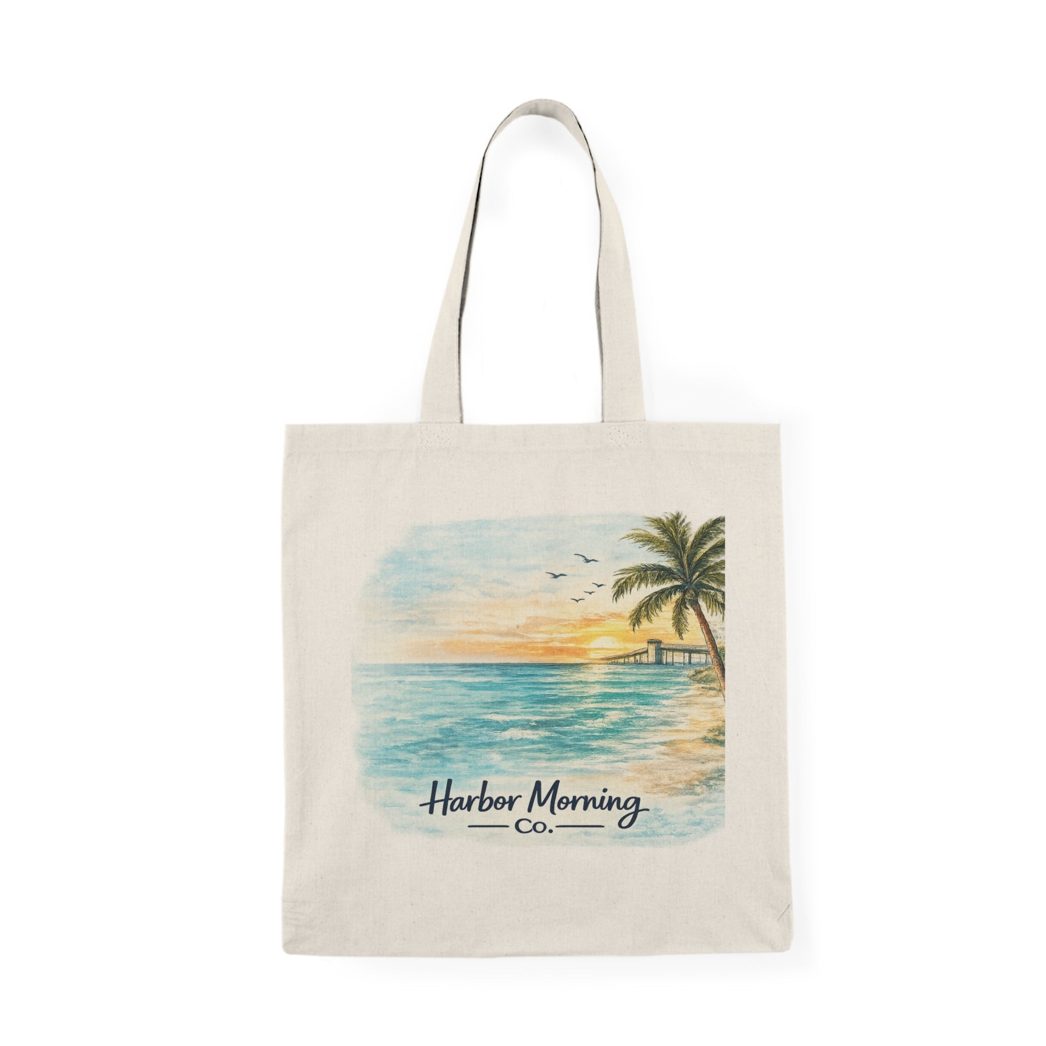 Coastal Canvas Tote — Sunset Palm