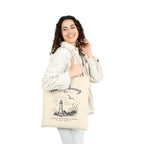 Harbor Morning Tote Bag – Coastal Lighthouse Canvas Tote, Beach & Everyday Carryall