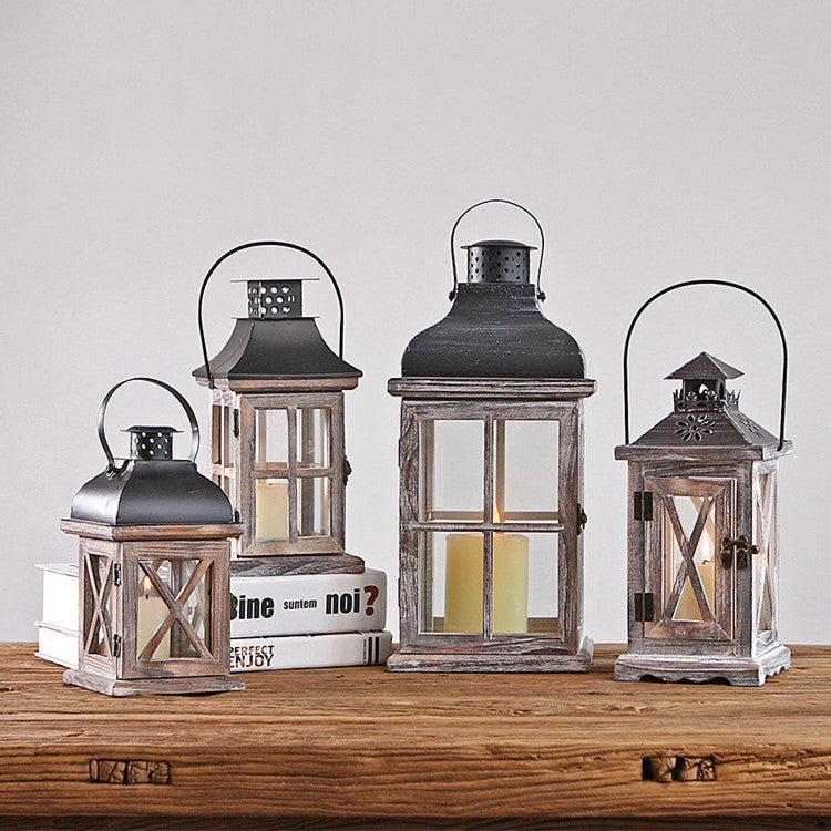 Rustic retro wooden wind lantern