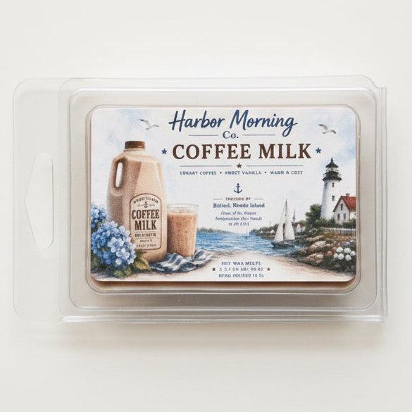 Coffee Milk wax melts in clamshell packaging
