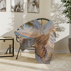Coastal Beach Chair Throw Blanket | Sunset Ocean Scene | Soft Velveteen Blanket for Home & Gift