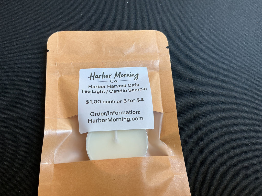 Harbor Harvest Cafe tealight candle with pumpkin and coffee fragrance