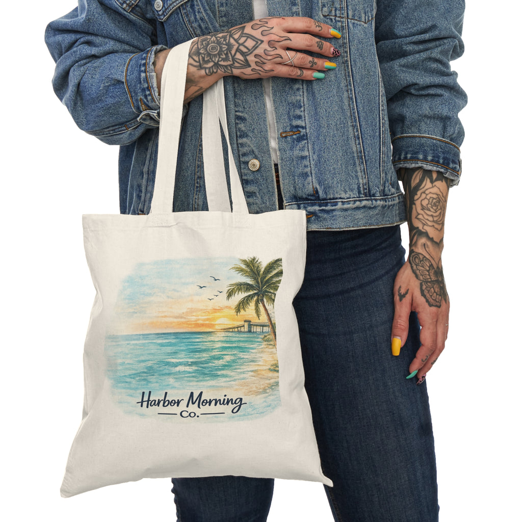 Coastal Canvas Tote — Sunset Palm