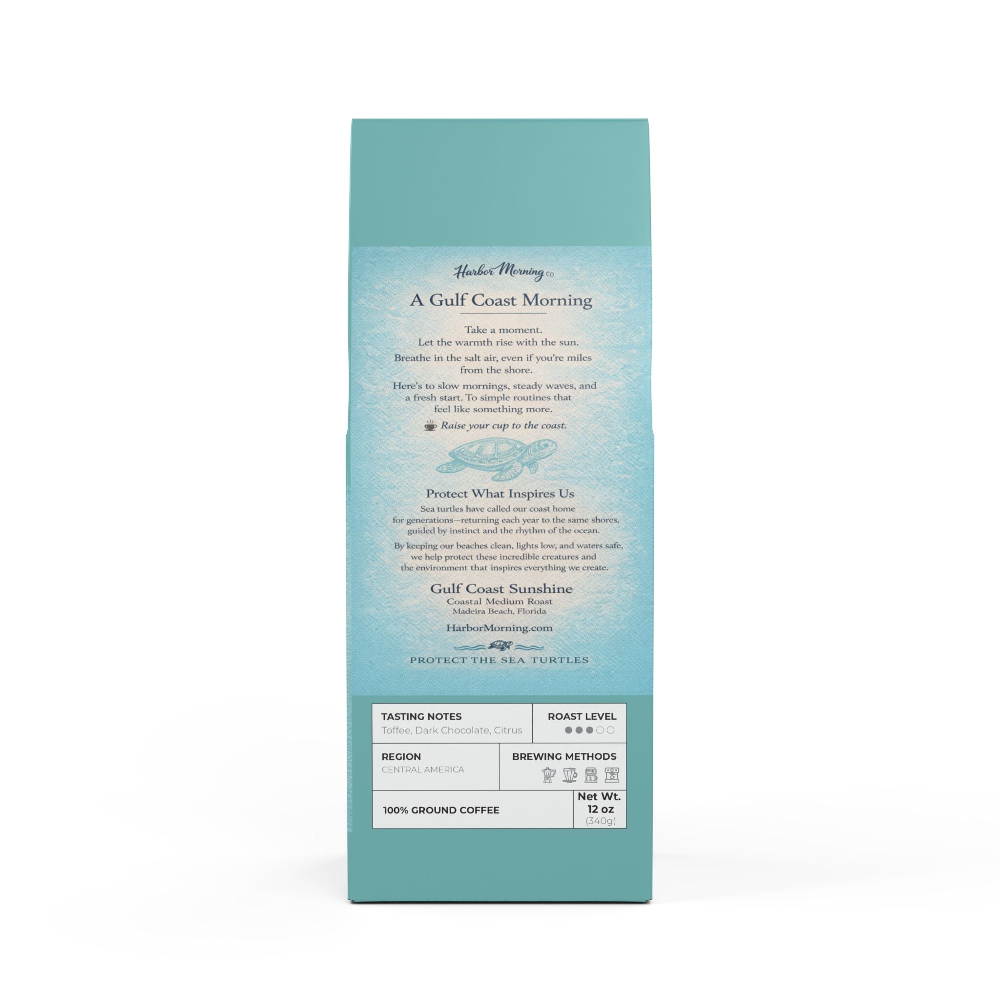 Harbor Morning Co. – Gulf Coast Sunshine Coffee | Coastal Medium Roast | Smooth, Citrus & Chocolate Notes | 12oz
