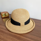 Bow Curling French Straw Hat