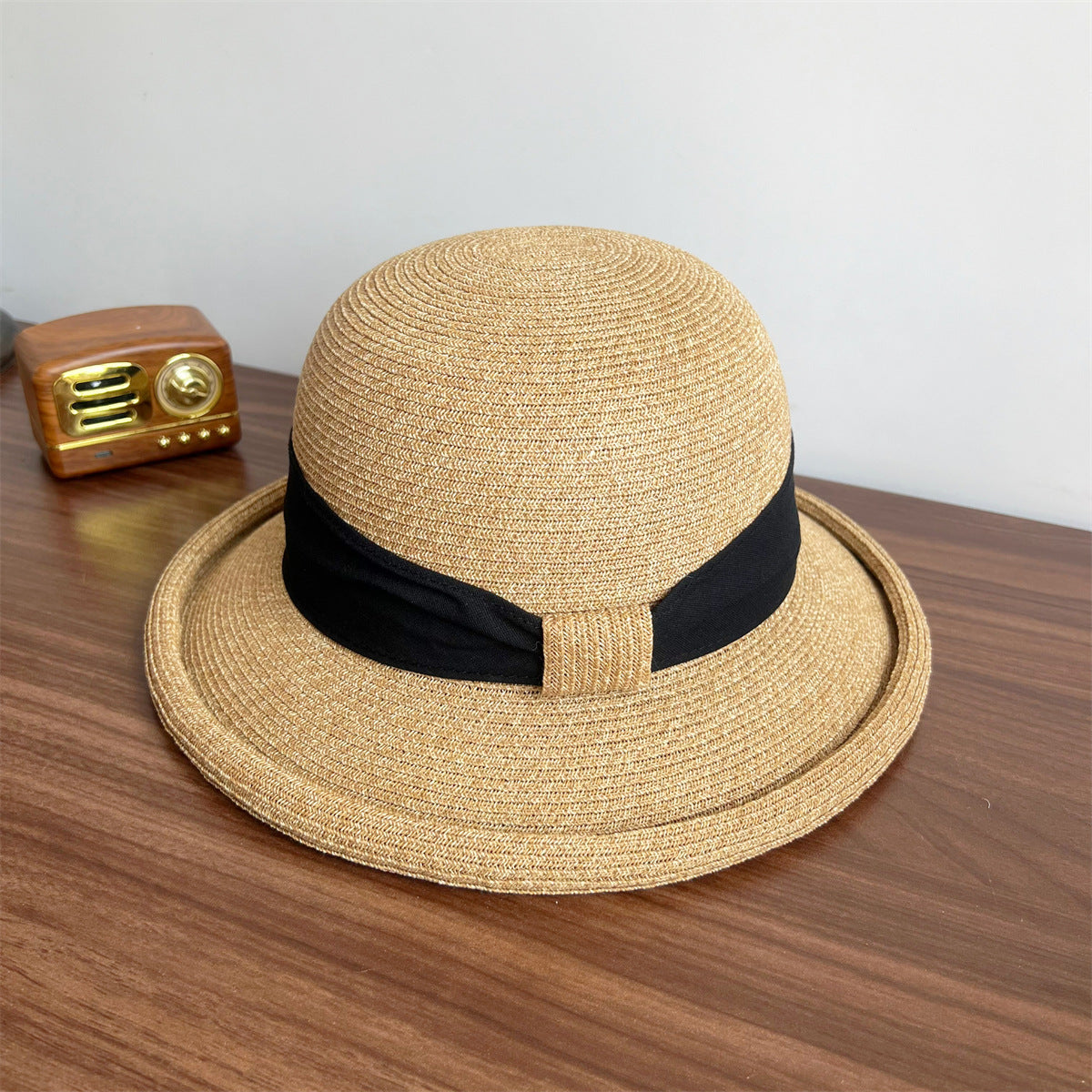 Bow Curling French Straw Hat