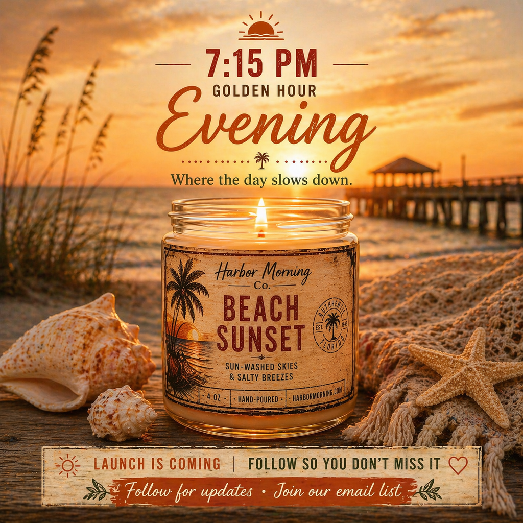 Beach Sunset Candle – Warm Coastal Evening Scent | 4 oz Hand-Poured Soy Candle