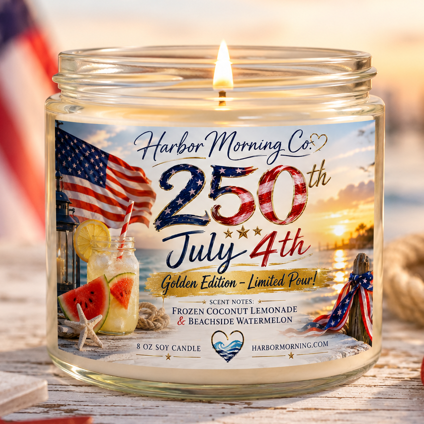 250th July Fourth 8 oz coconut lemonade soy candle by Harbor Morning Co.