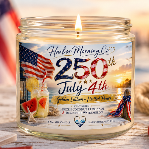 250th July Fourth 8 oz coconut lemonade soy candle by Harbor Morning Co.