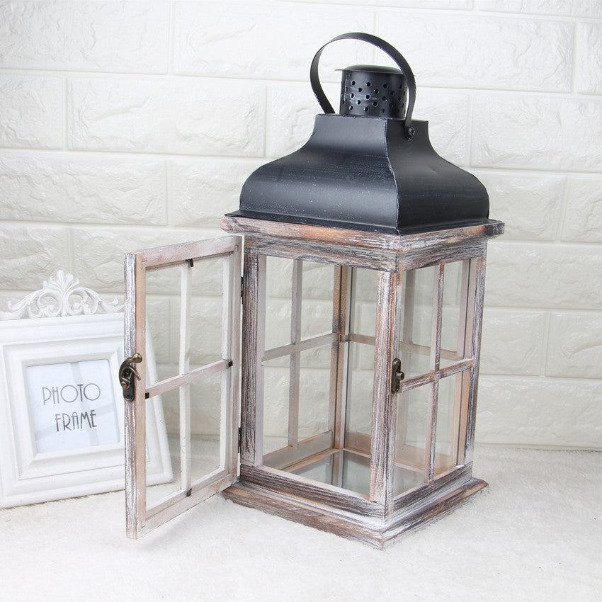 Rustic retro wooden wind lantern