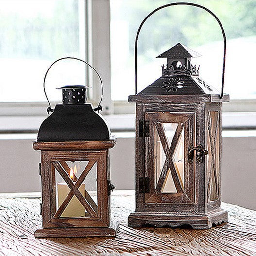 Rustic retro wooden wind lantern