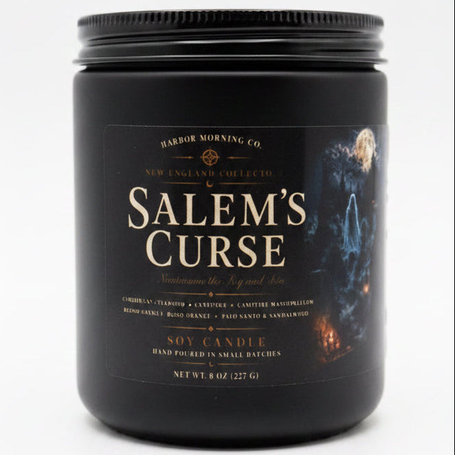 Salem's Curse 8 oz Halloween soy candle by Harbor Morning Co.