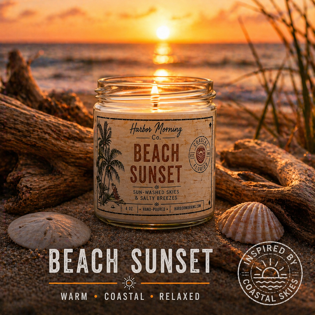 Beach Sunset Candle – Warm Coastal Evening Scent | 4 oz Hand-Poured Soy Candle