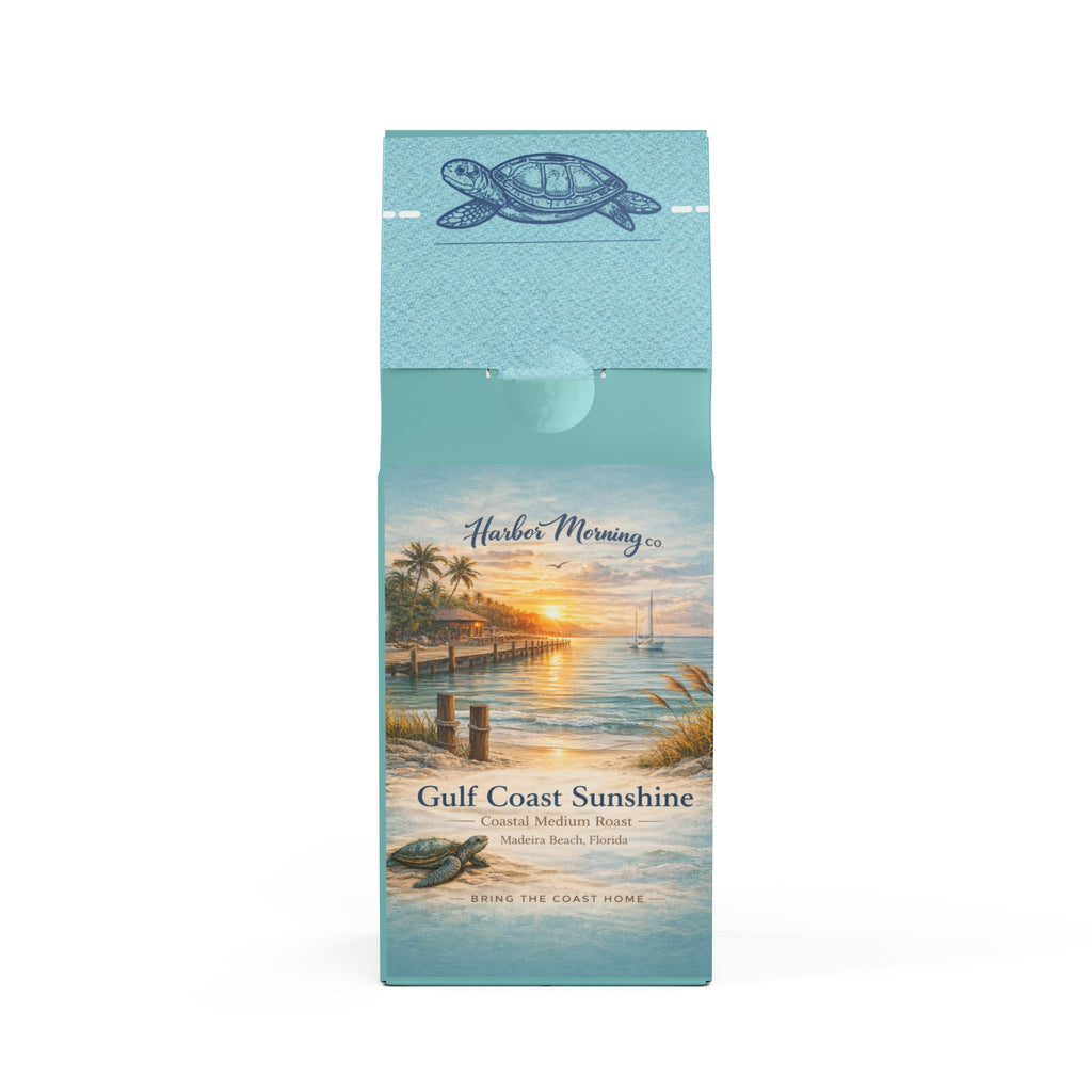 Harbor Morning Co. – Gulf Coast Sunshine Coffee | Coastal Medium Roast | Smooth, Citrus & Chocolate Notes | 12oz