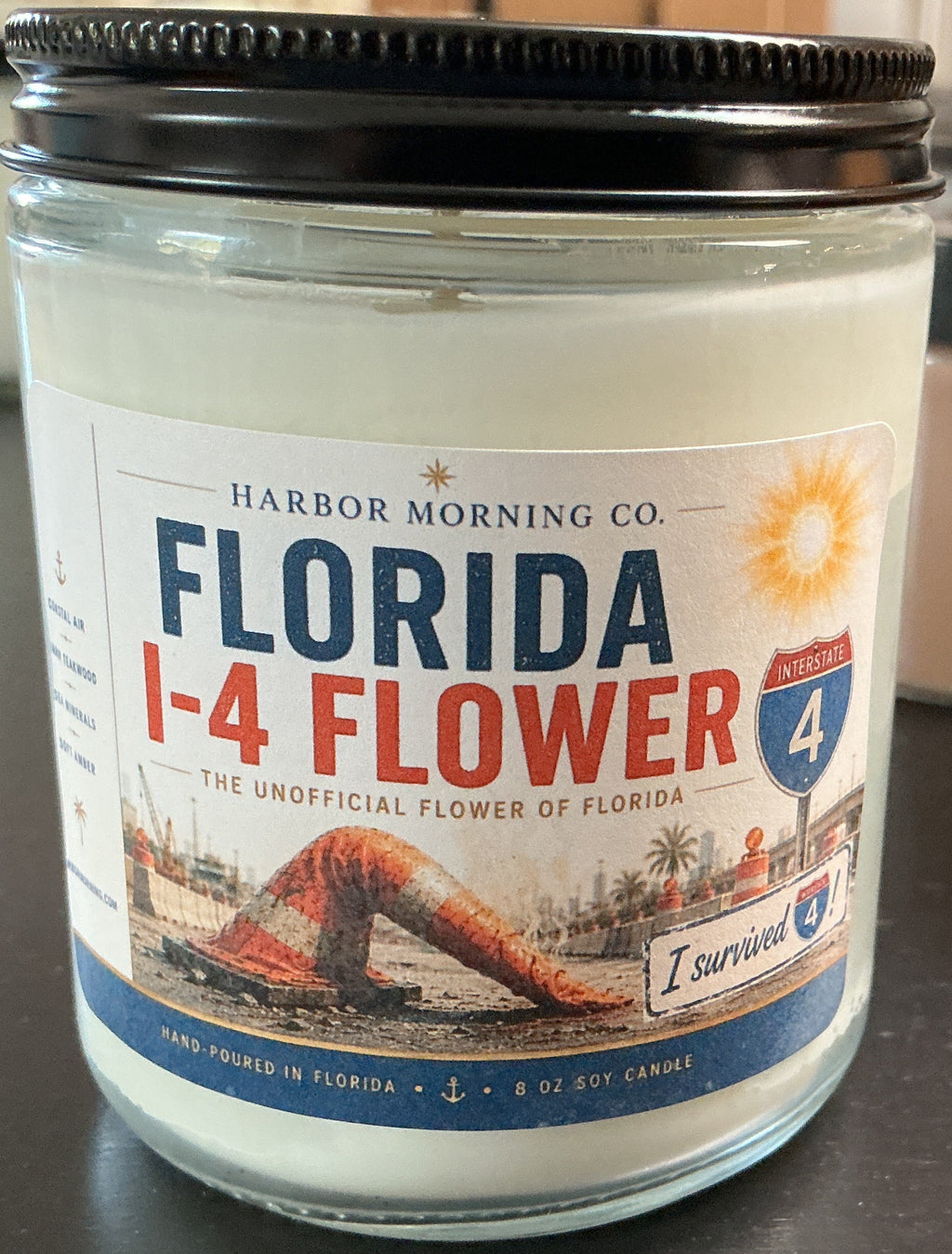 Florida I-4 Flower 8 oz soy candle by Harbor Morning Co.