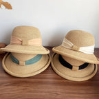 Bow Curling French Straw Hat