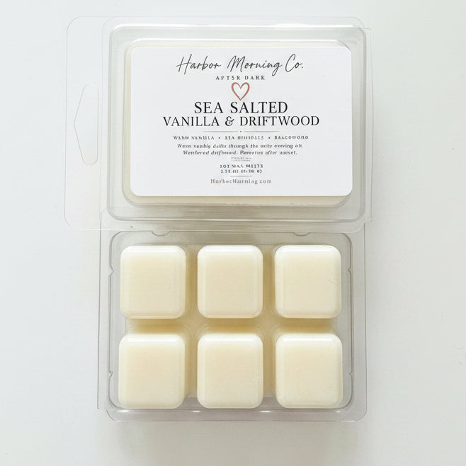 Sea Salted Vanilla and Driftwood scented wax melts by Harbor Morning Co.