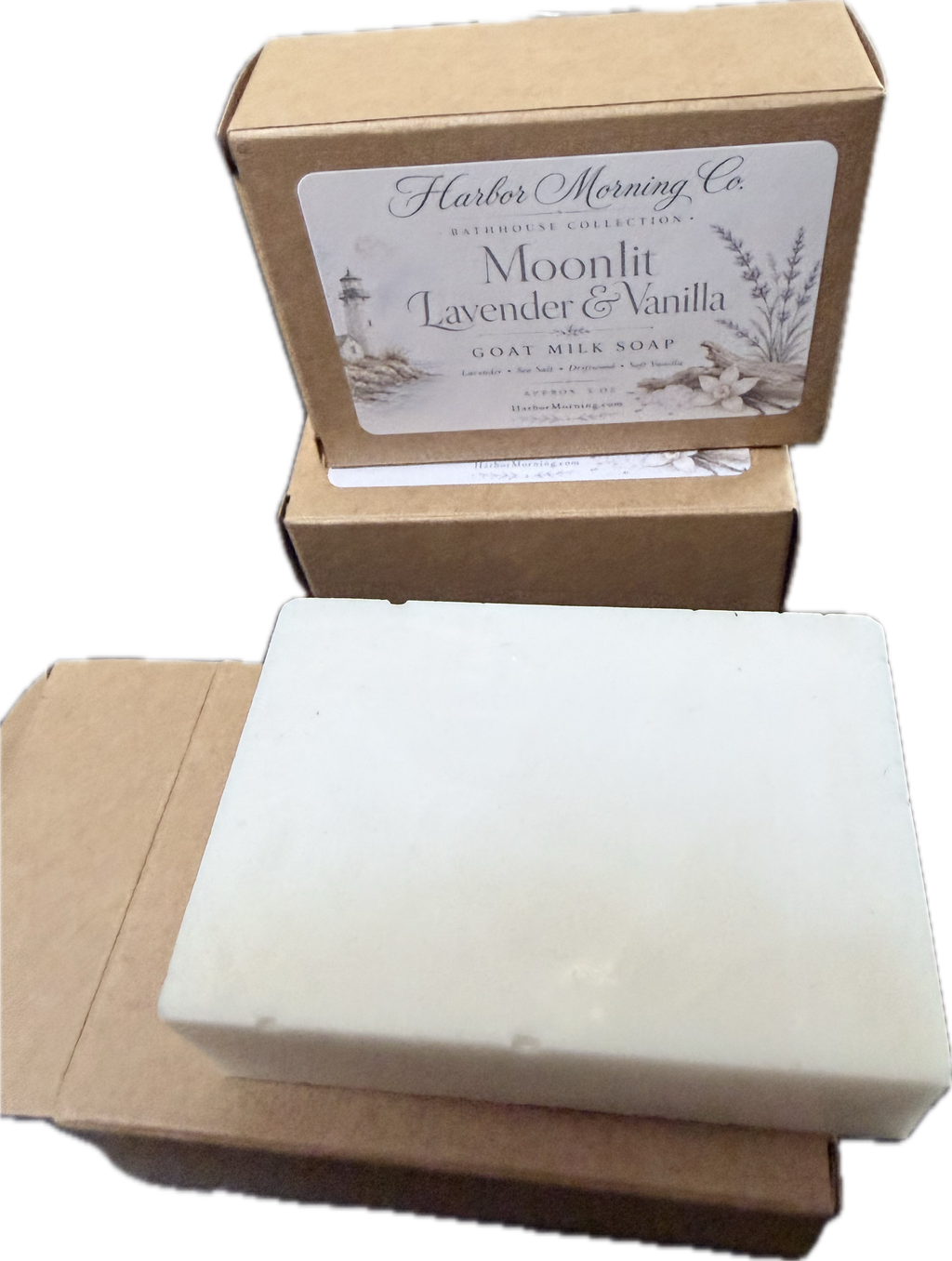 Moonlit Lavender & Vanilla handcrafted goat milk soap by Harbor Morning Co.