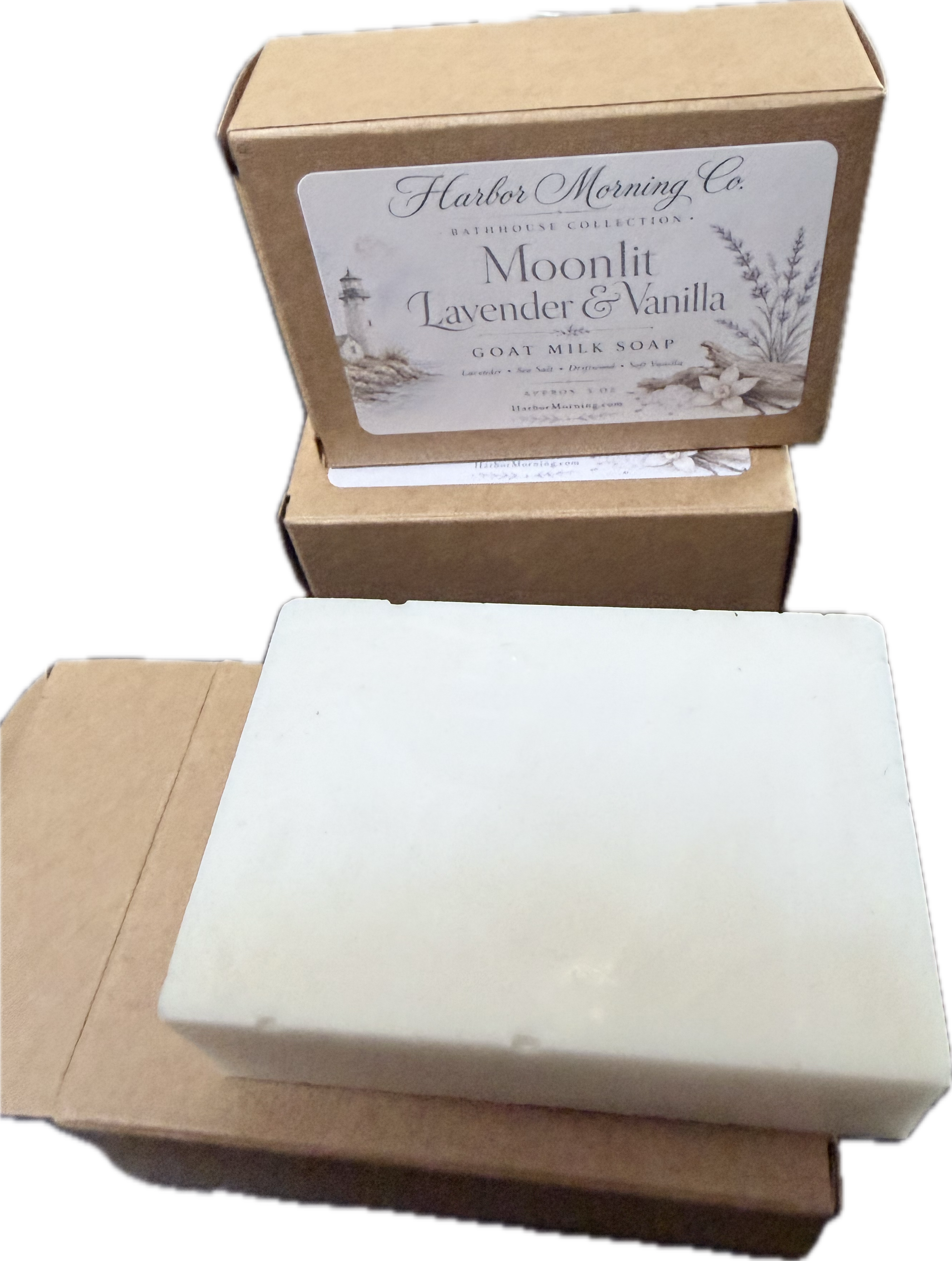 Moonlit Lavender & Vanilla handcrafted goat milk soap by Harbor Morning Co.