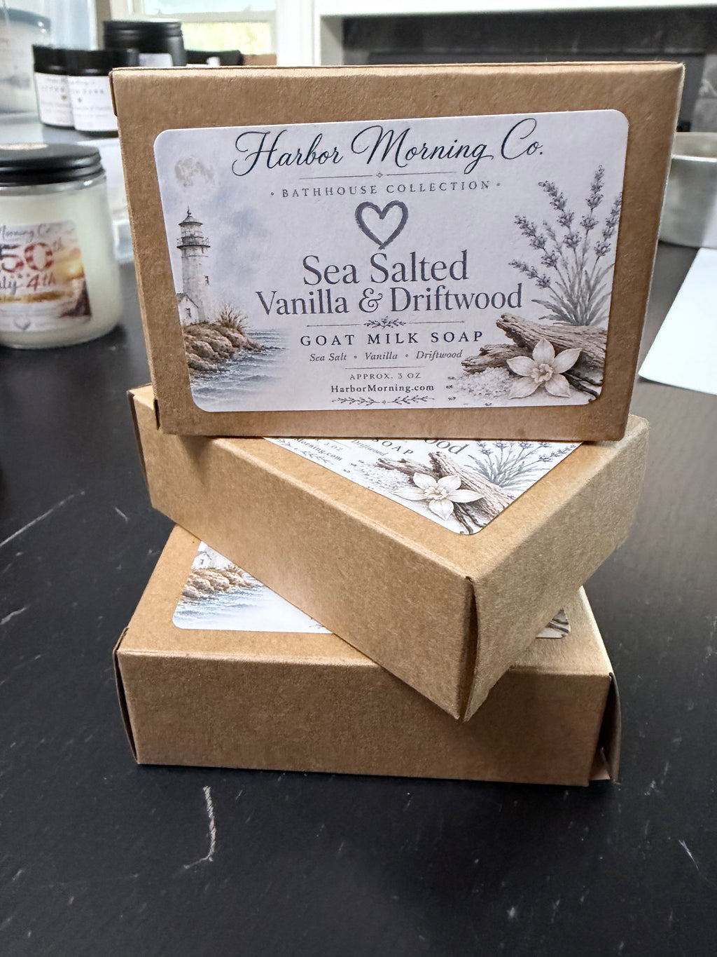 Sea Salted Vanilla & Driftwood | Goat Milk Soap | Ocean Air, Driftwood & Soft Vanilla | Handmade by Harbor Morning Co.