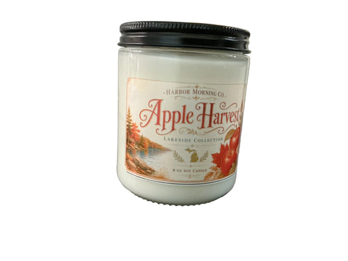 Apple Harvest 8 oz soy candle with warm fall apple fragrance