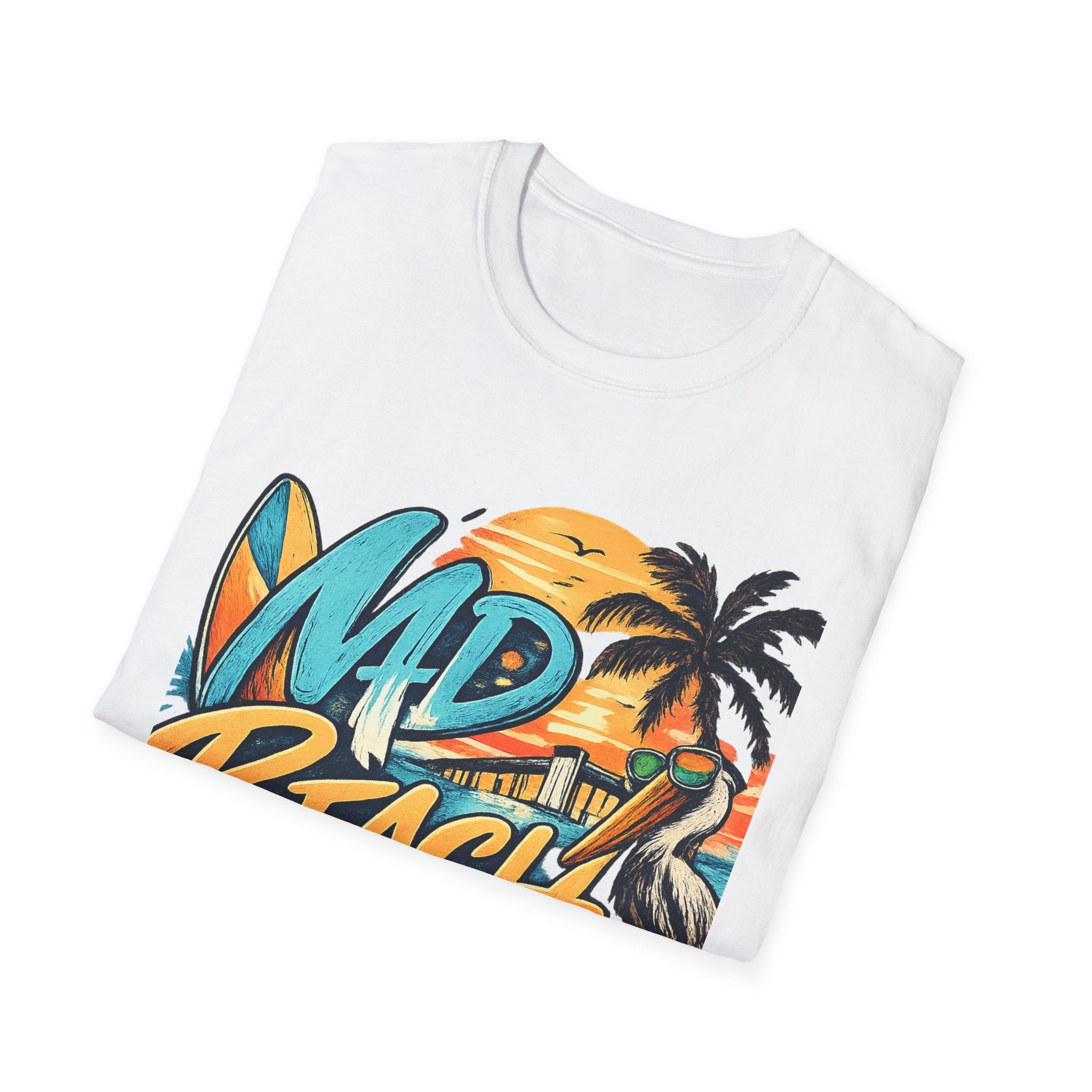 Mad Beach Vintage Tee — Retro Sunset Design