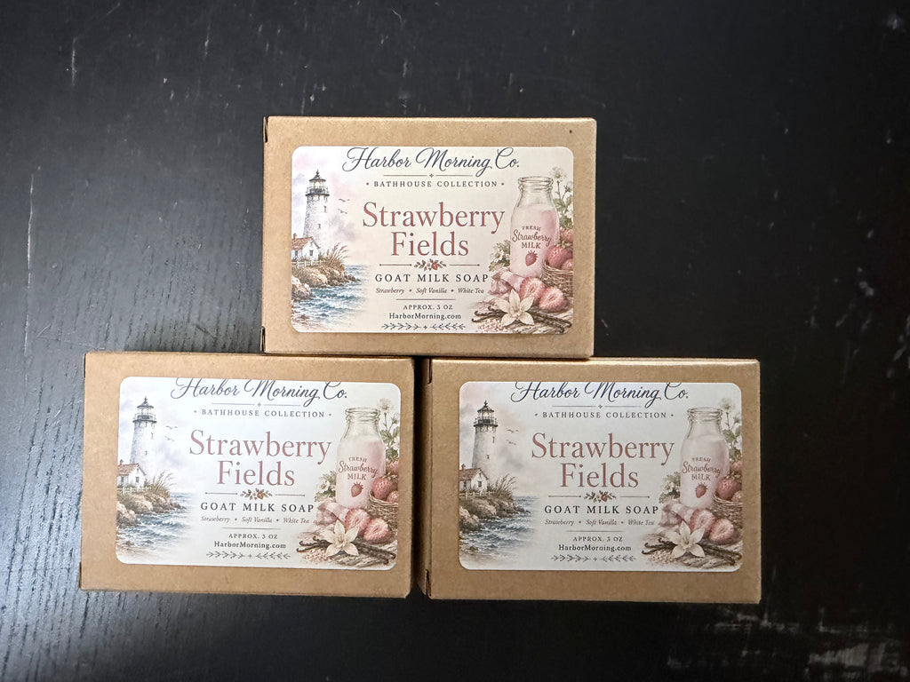 Strawberry Fields | Goat Milk Soap | Ocean Air, Driftwood & Strawberry Vanilla | Handmade by Harbor Morning Co.
