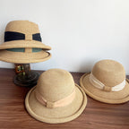 Bow Curling French Straw Hat