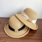 Bow Curling French Straw Hat