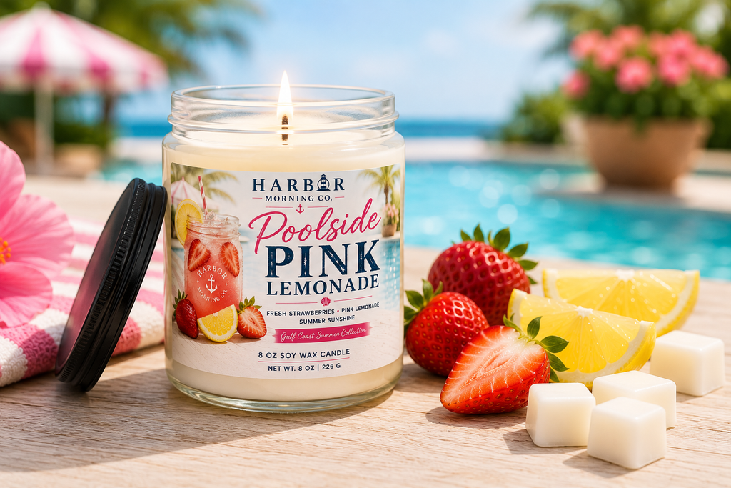 Poolside Pink Lemonade | Hand-Poured Coastal Soy Candle 8oz
