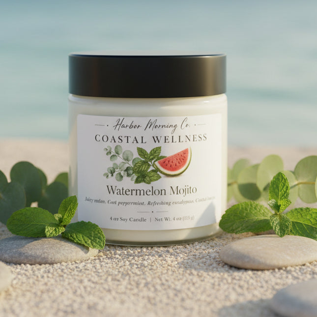 Watermelon Mojito Coastal Wellness soy candle by Harbor Morning Co.