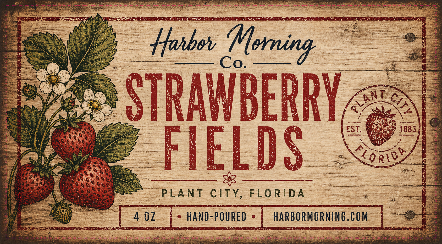 Strawberry Fields Candle – Sweet Berry Scent | 4 oz Hand-Poured Soy Candle