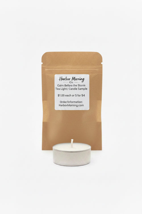 Calm Before the Storm tealight candle with fresh coastal fragrance
