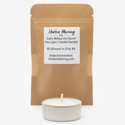 Calm Before the Storm tealight candle with fresh coastal fragrance