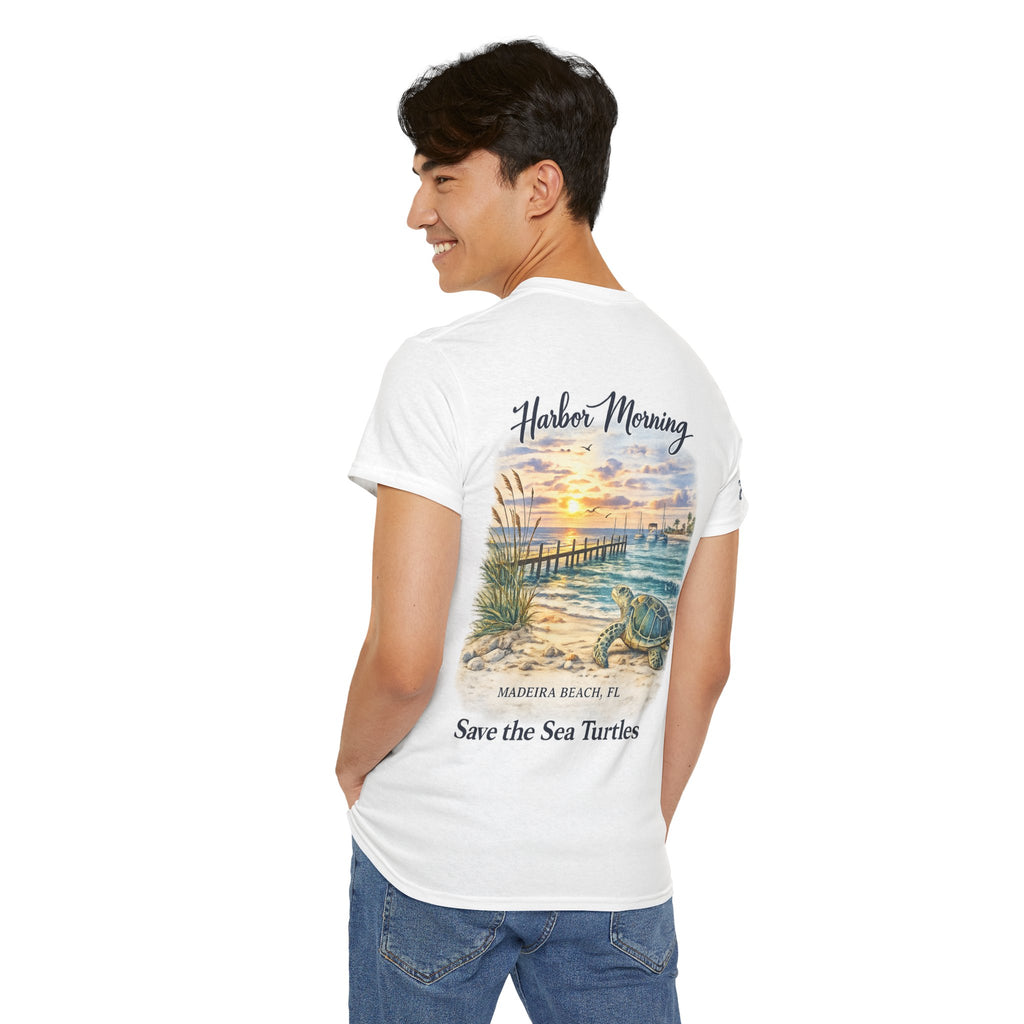 Harbor Morning Sea Turtle Tee — ‘Save the Sea Turtles’ Madeira Beach Graphic Shirt