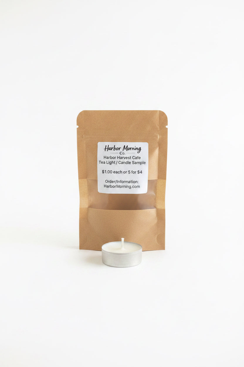 Harbor Harvest Cafe tealight candle by Harbor Morning Co.