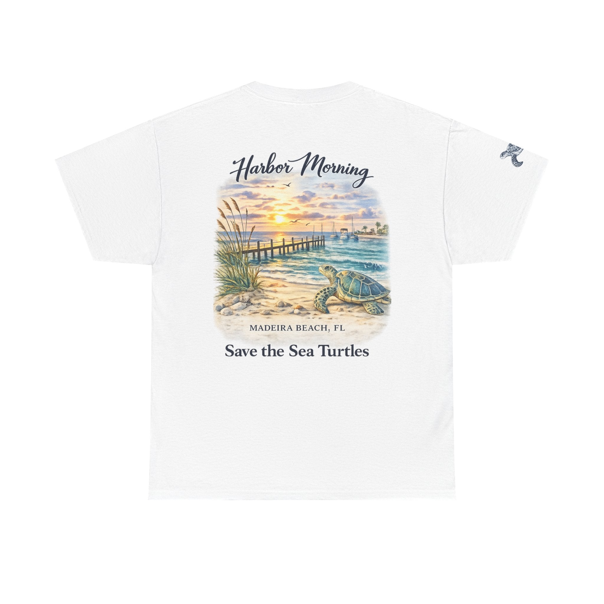 Harbor Morning Sea Turtle Tee — ‘Save the Sea Turtles’ Madeira Beach Graphic Shirt
