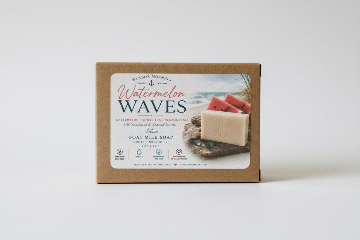 Watermelon Waves handcrafted goat milk soap by Harbor Morning Co.