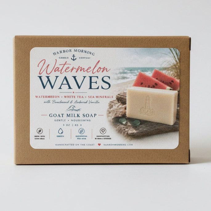 Watermelon Waves handcrafted goat milk soap by Harbor Morning Co.