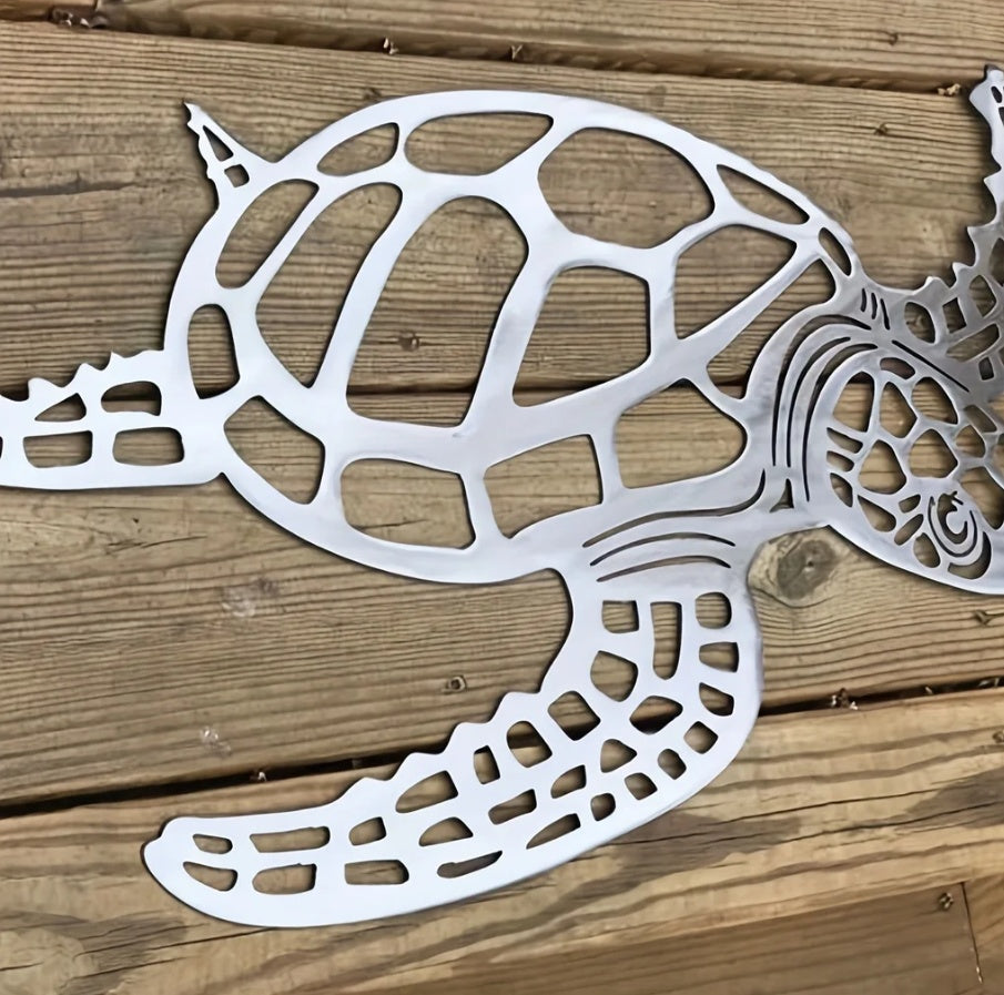 Rustic Sea Turtle Metal Wall Decor - Coastal Beach House