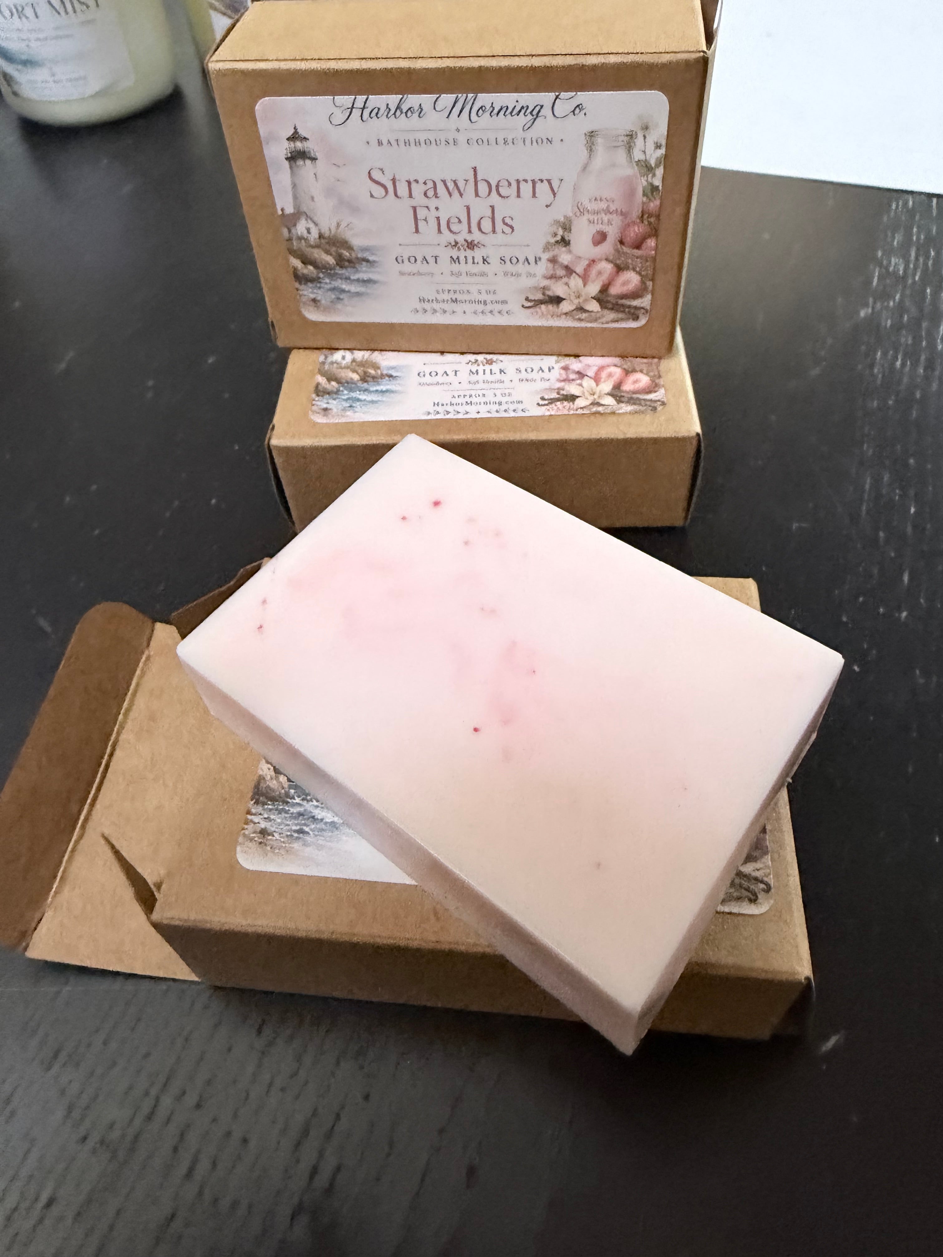 Strawberry Fields | Goat Milk Soap | Ocean Air, Driftwood & Strawberry Vanilla | Handmade by Harbor Morning Co.