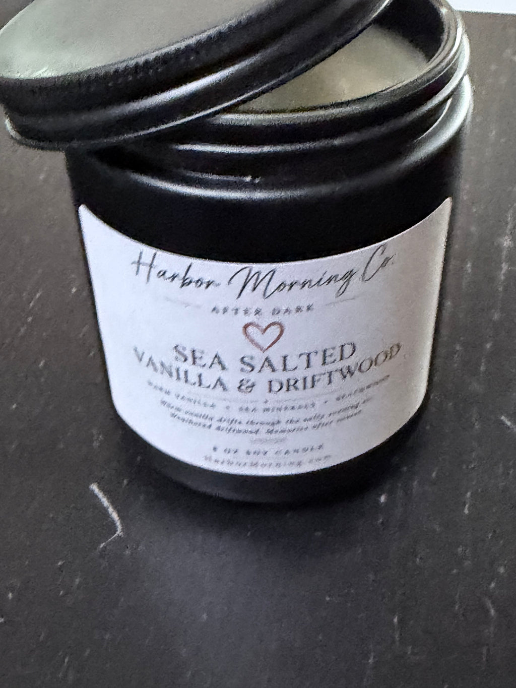 Sea Salted Vanilla & Driftwood | 8 oz Coastal Soy Candle | Ocean Air, Driftwood & Soft Vanilla | Handmade by Harbor Morning Co.