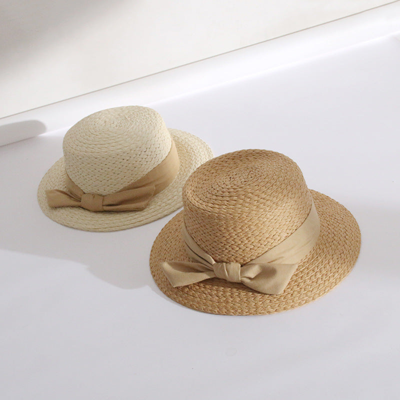 Bow Big Brim Straw Bucket Hat Sweet Beach