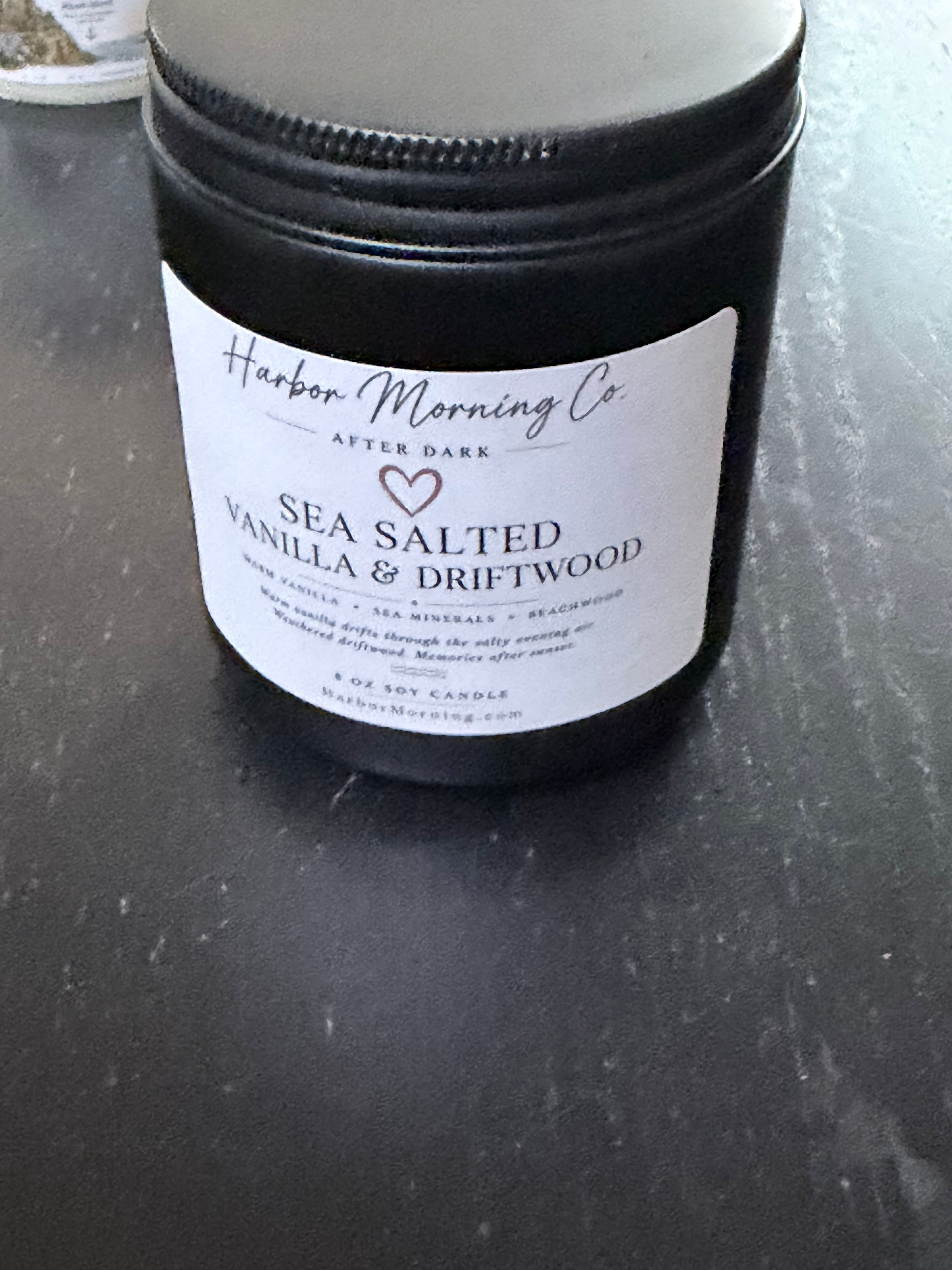 Sea Salted Vanilla & Driftwood | 8 oz Coastal Soy Candle | Ocean Air, Driftwood & Soft Vanilla | Handmade by Harbor Morning Co.
