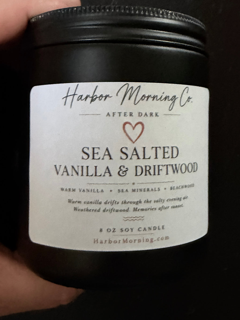 Sea Salted Vanilla & Driftwood | 8 oz Coastal Soy Candle | Ocean Air, Driftwood & Soft Vanilla | Handmade by Harbor Morning Co.