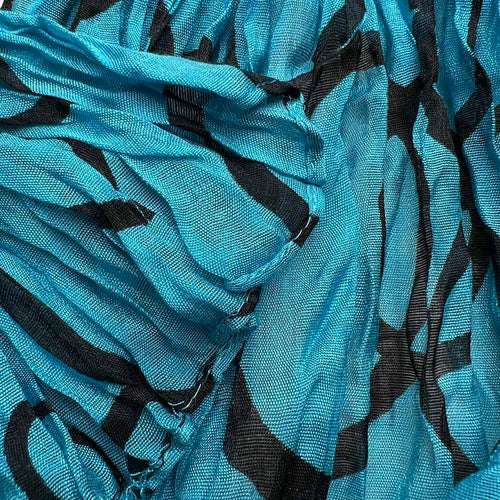 2pcs  Turquoise Printed Crinkle Scarf, Use As Sarong Or Head Wrap,Beach Cover Up Scarf ,vacation,daily Life,evening Party,Office Appropriate Subtlety For Women Men